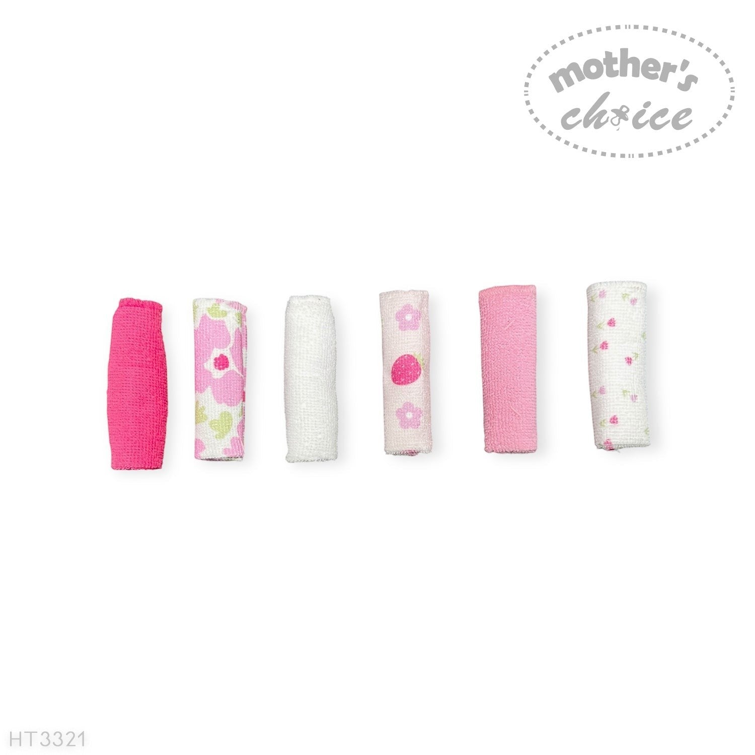 Mothers Choice  6 Pack Washcloth Set Pink Flowers
