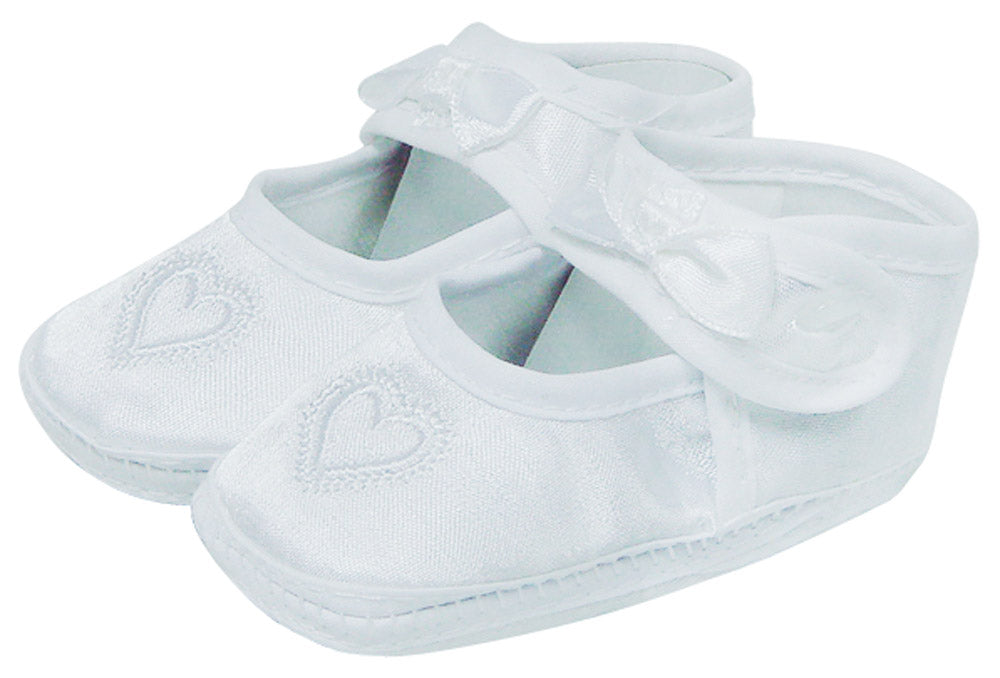 Mothers Choice Girls Cristening Bootie  With Heart Emb