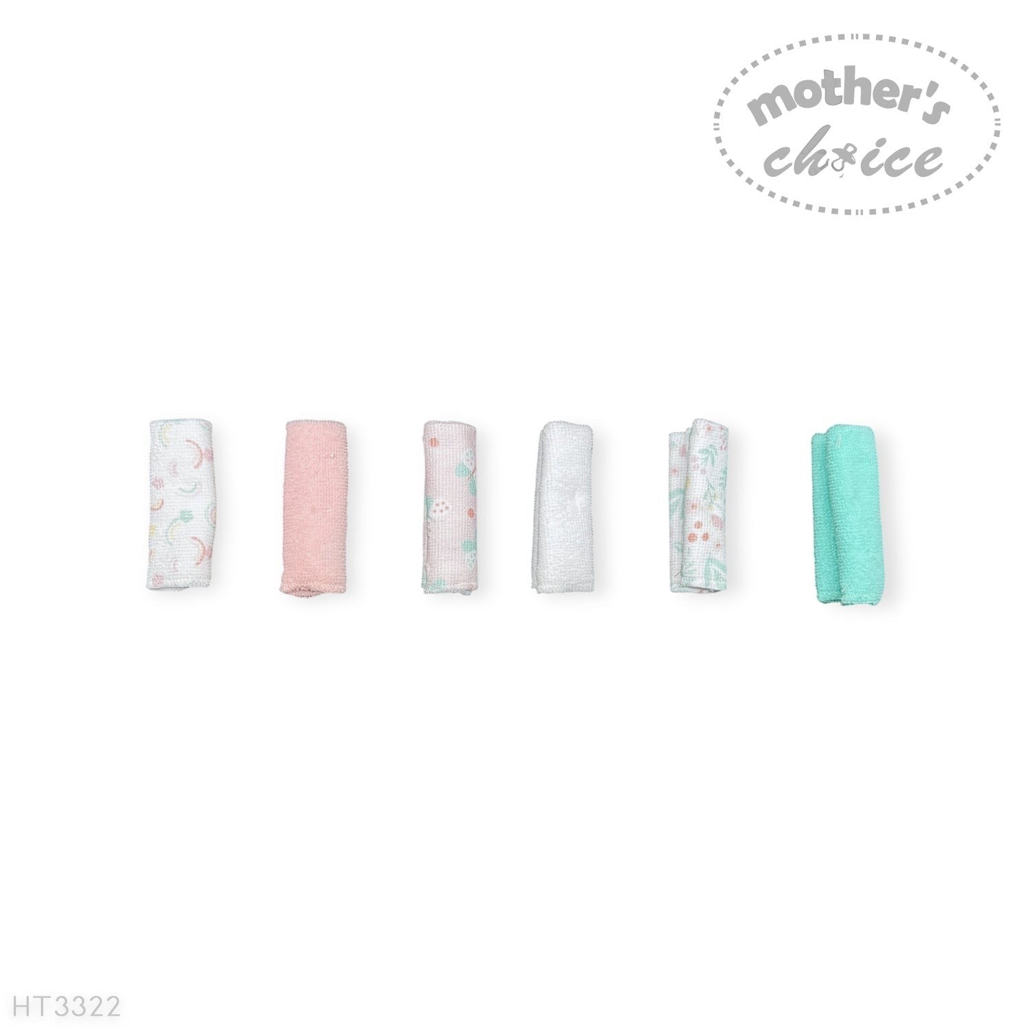Mothers Choice  6 Pack Washcloth Set Pink Rainbow