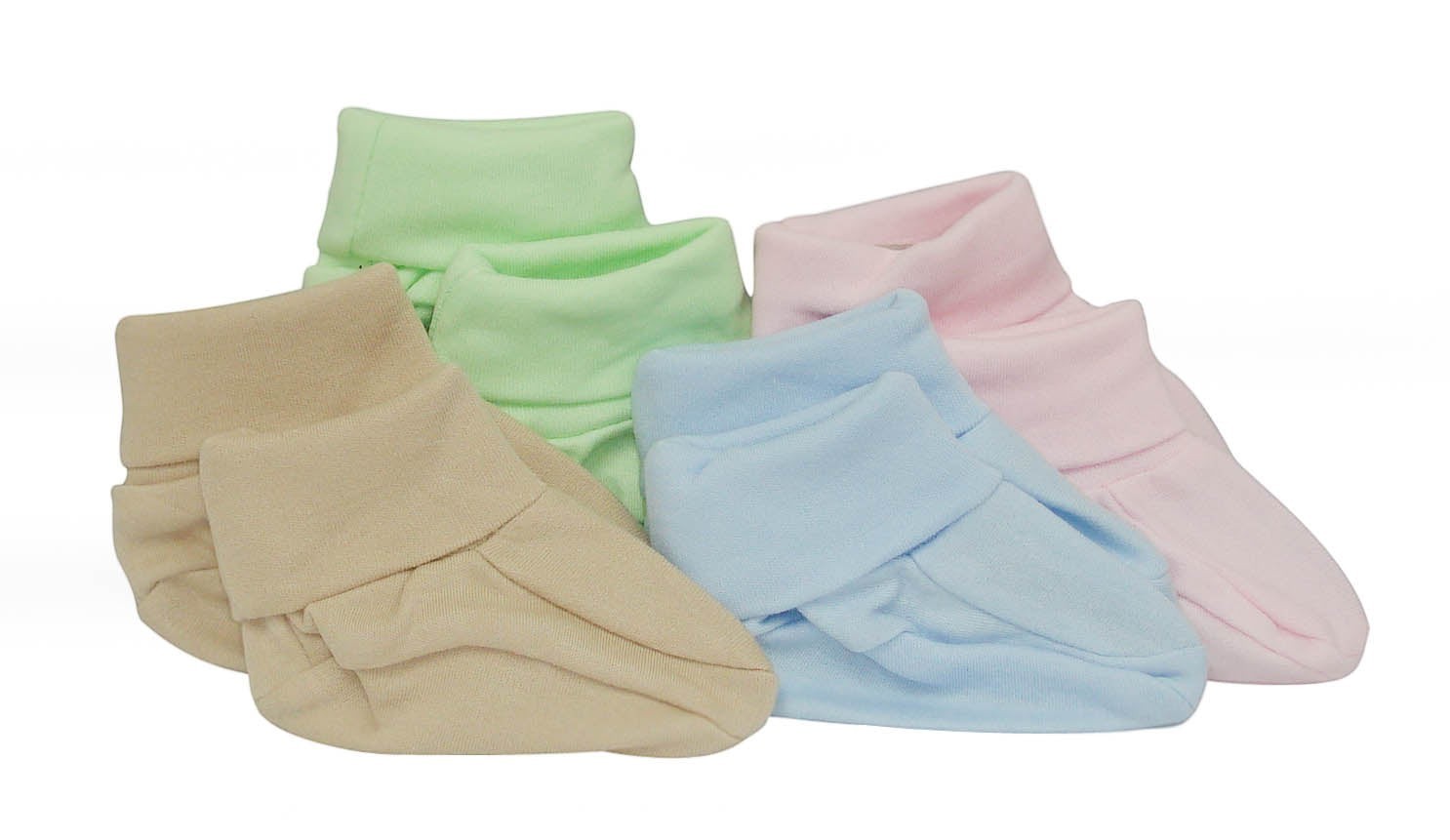 Set of colorful baby socks on a white background
