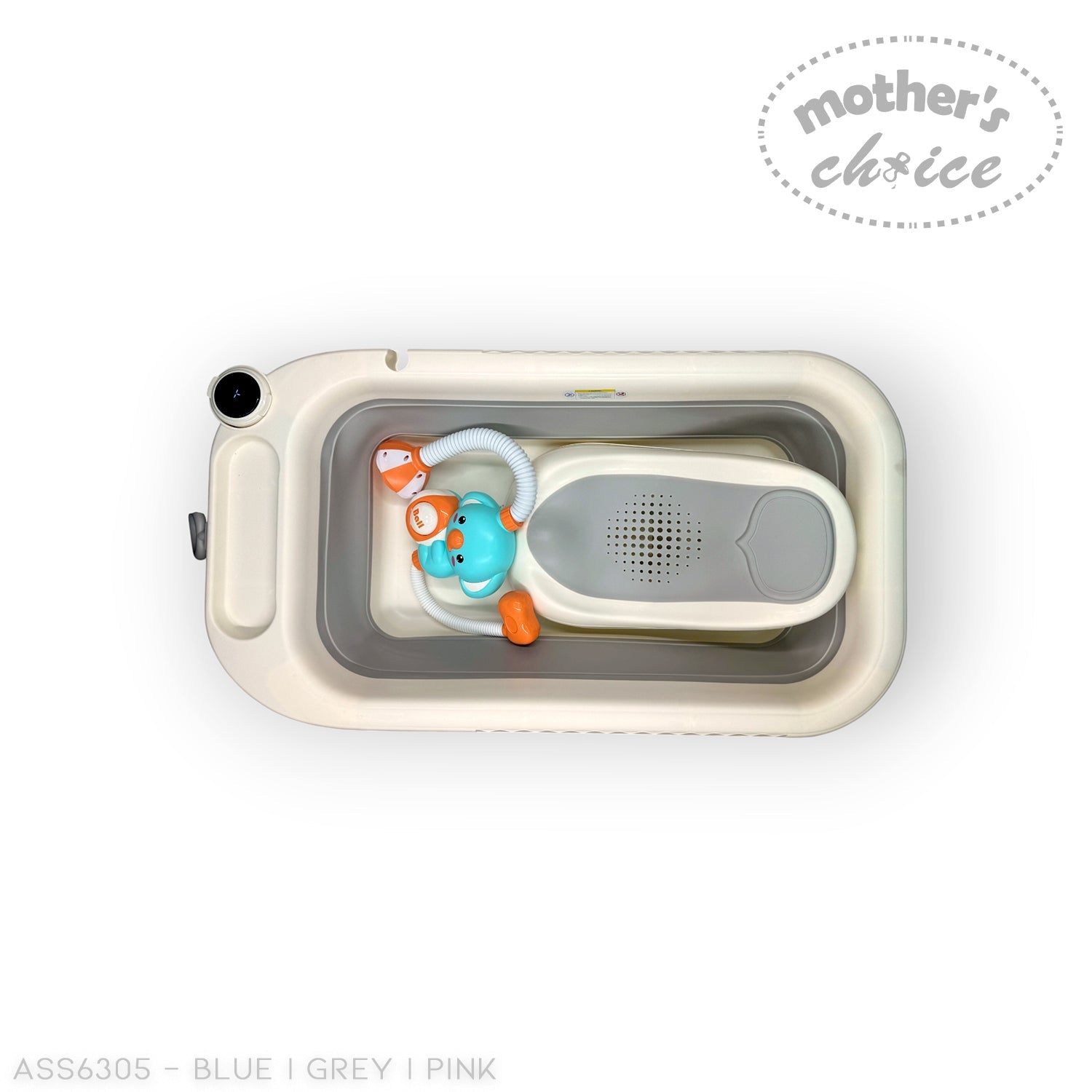BABY BATH LARGE WITH SMART THERMOMETER AND SHOWER TOY