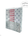 Pack of 3 flannel receivers with nautical patterns in packaging on a white background