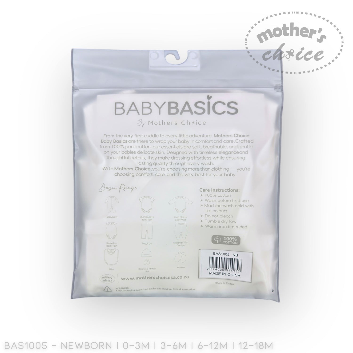 Baby Basics packaging with 'Mother's Choice' branding on a white background