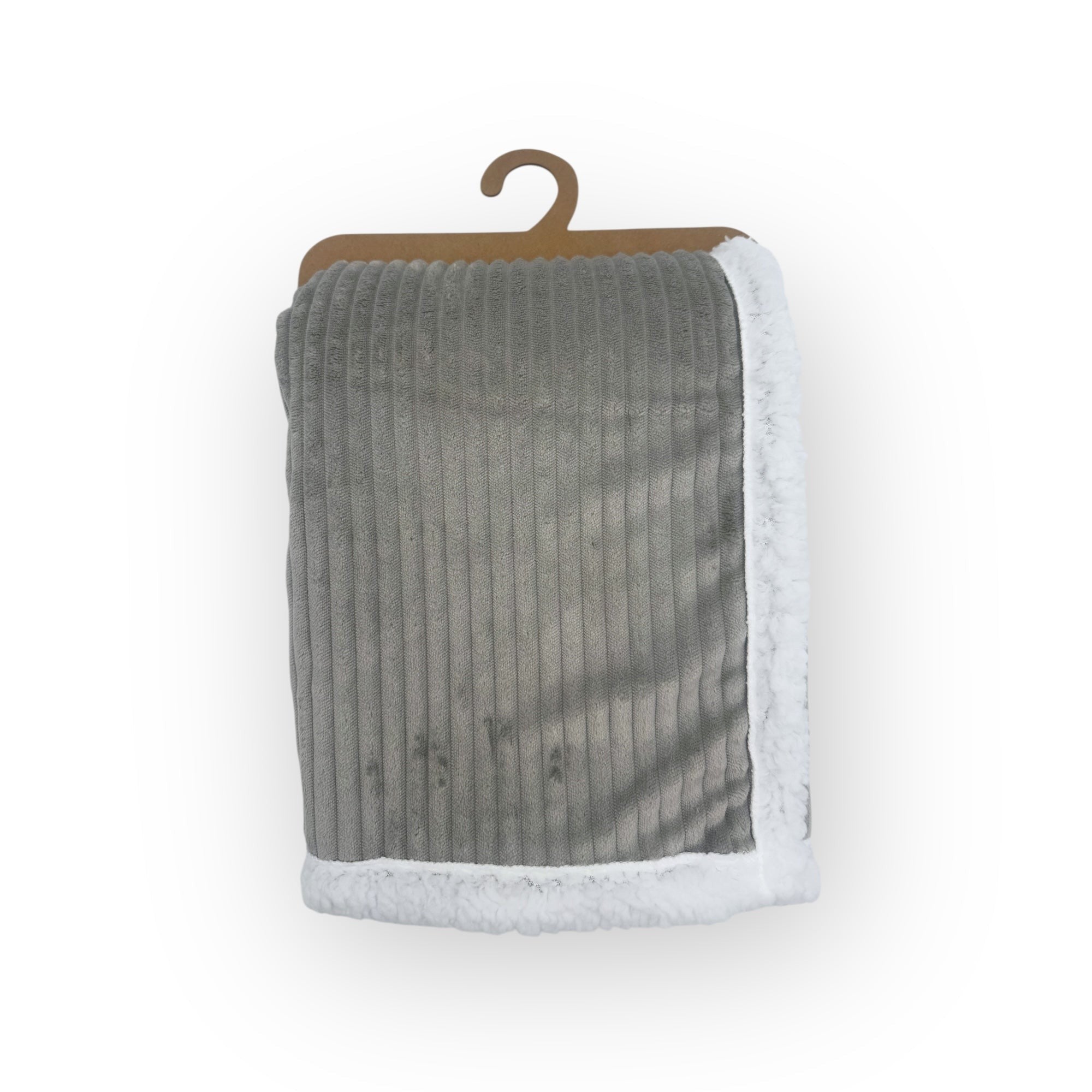 Mothers Choice  Sherpa Fleece Stripe Blanket Grey