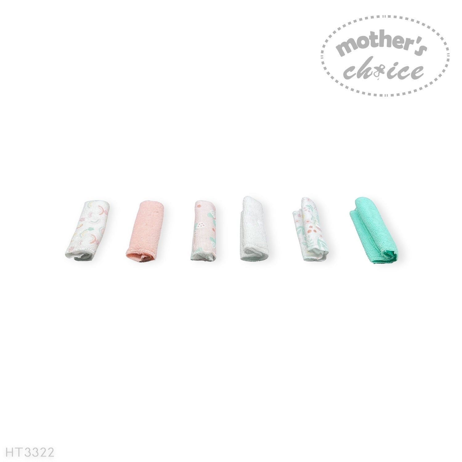 Mothers Choice  6 Pack Washcloth Set Pink Rainbow