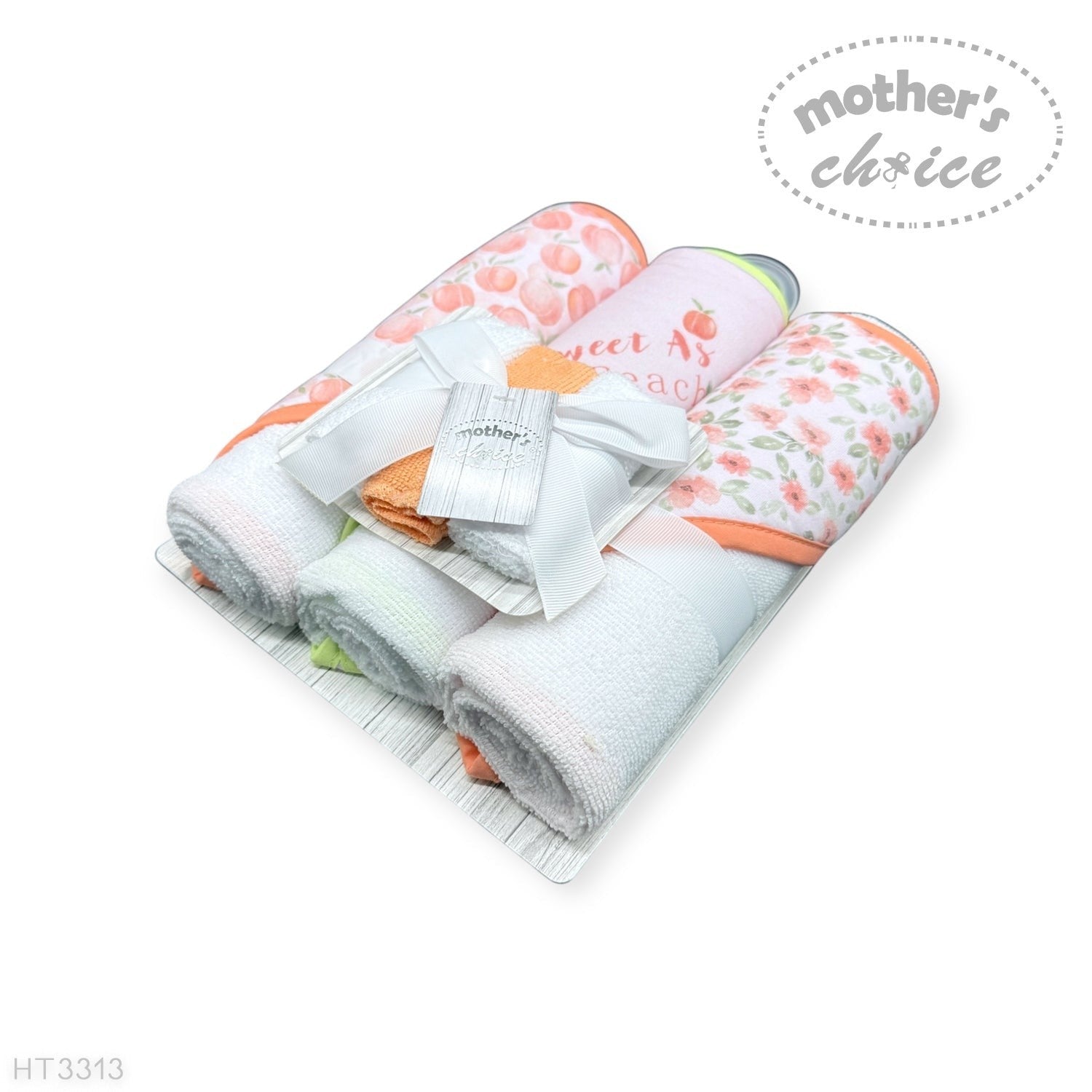 Mothers Choice  3 Piece Hooded Towels And 3 Piece Facecloths Sweet As A Peach