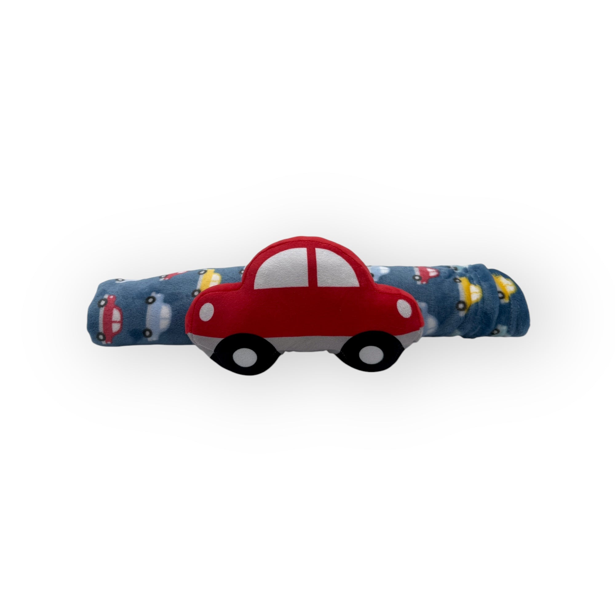 Toy car with a blue background featuring cars on a white background