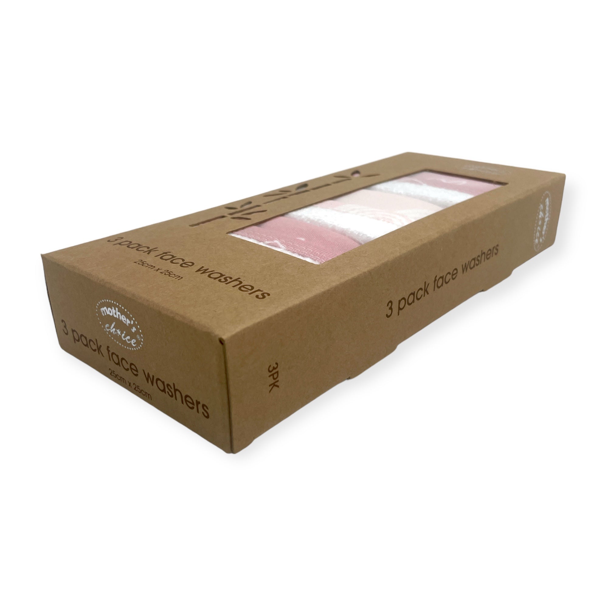 Mothers Choice  Bamboo 3 Pack Facecloths Pink