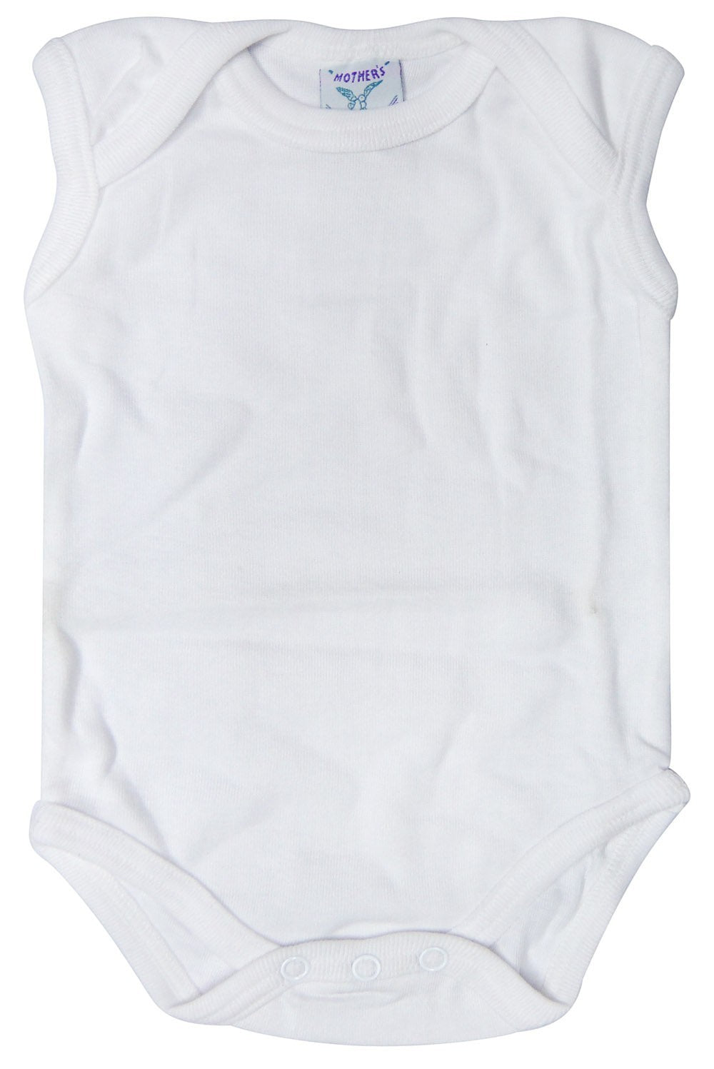 White baby bodysuit with 'Mothercare' label on a white background