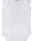 White baby bodysuit with 'Mothercare' label on a white background