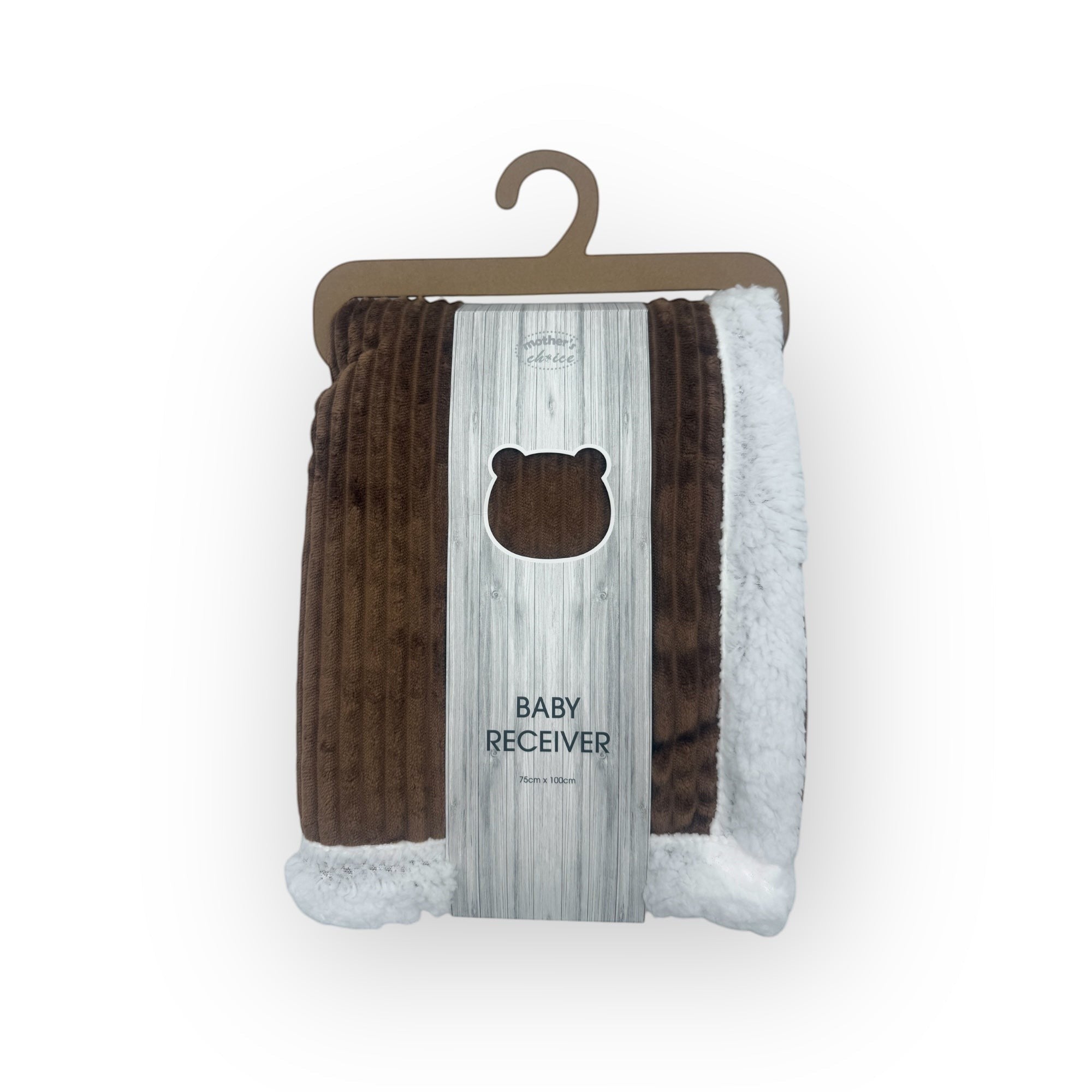 Mothers Choice  Sherpa Fleece Stripe Blanket Brown