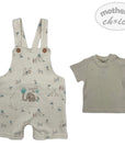 Mothers Choice Inf Boys 2Piece  Natural Safari Dungaree Set