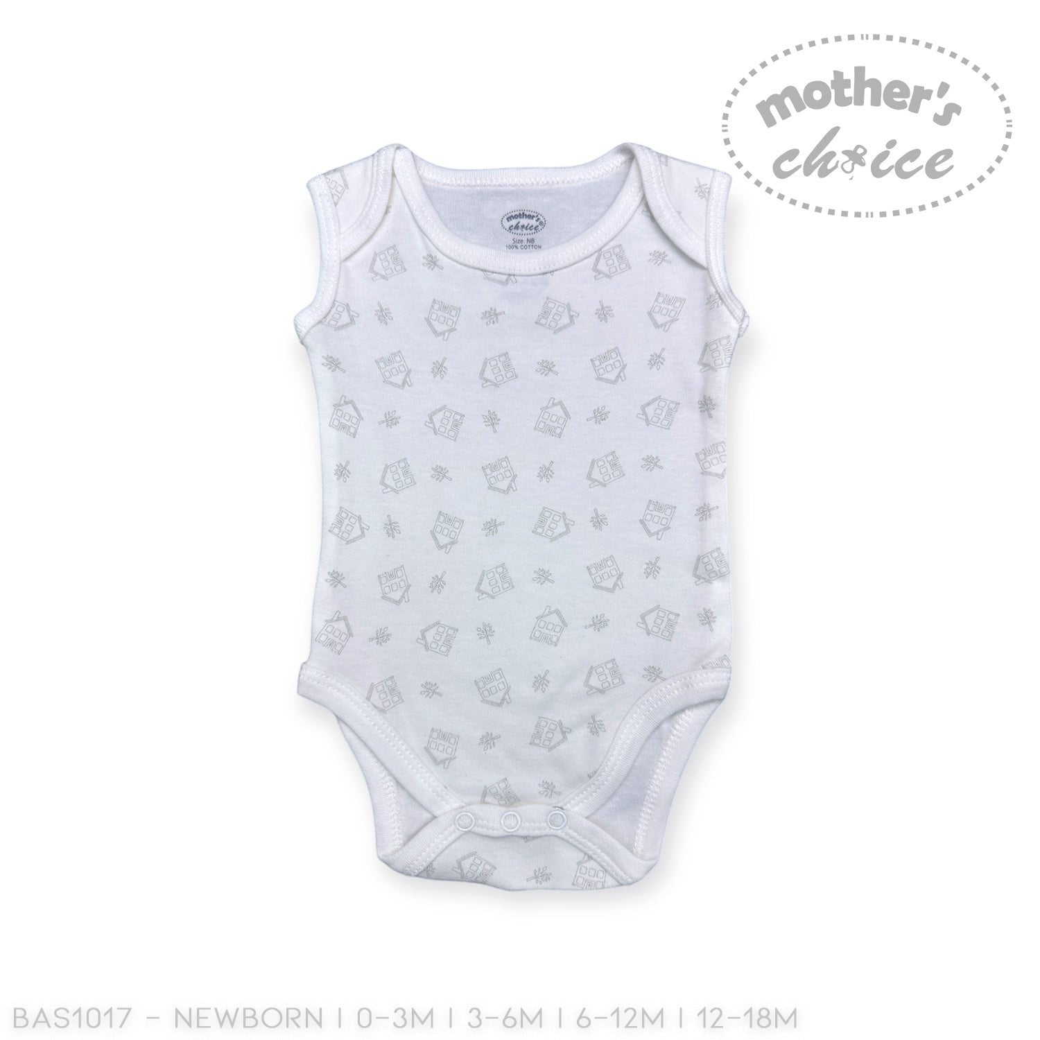 Baby bodysuit with floral pattern on a white background, branded 'Mother's Choice'.