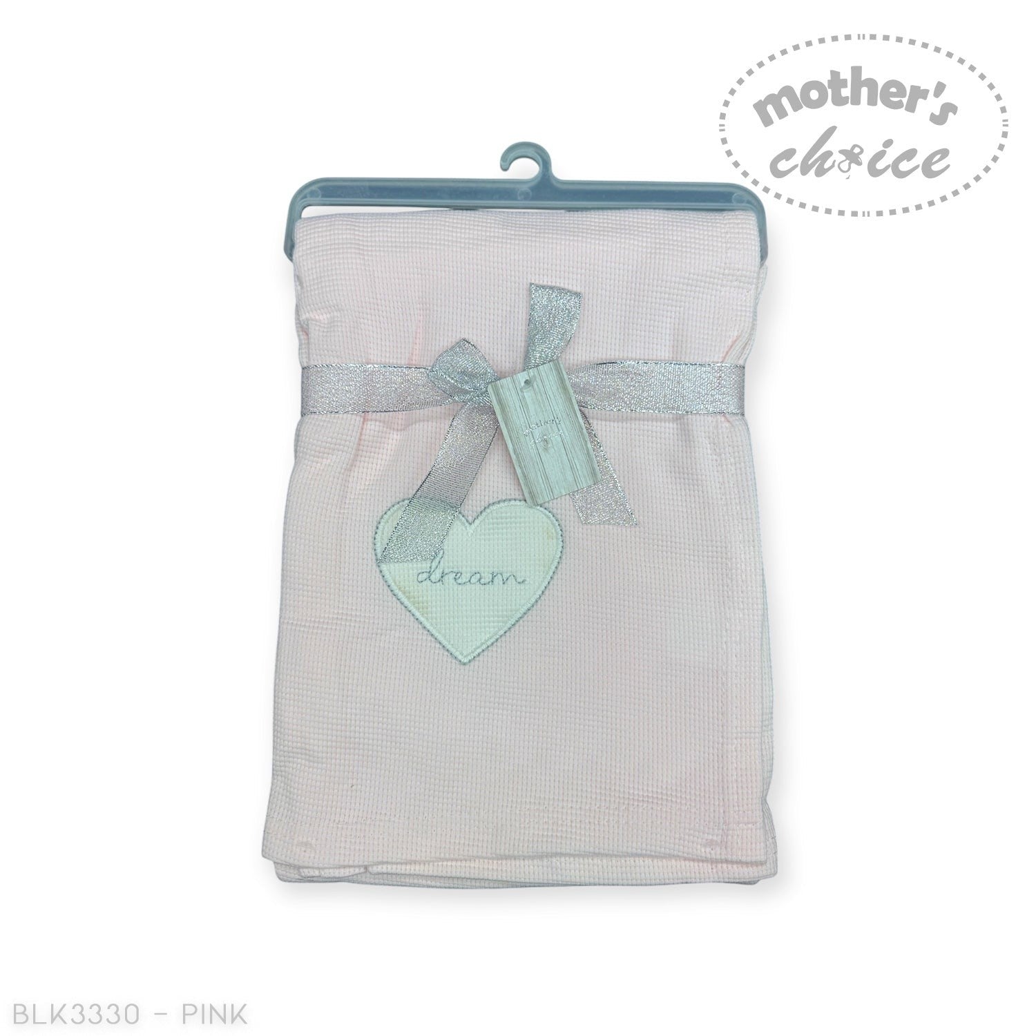 Mothers Choice  Cotton Waffle Blanket Pink Heart Embroid