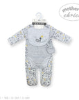 Baby onesie with cartoon design on a hanger against a white background, branded 'Mother's Choice'.