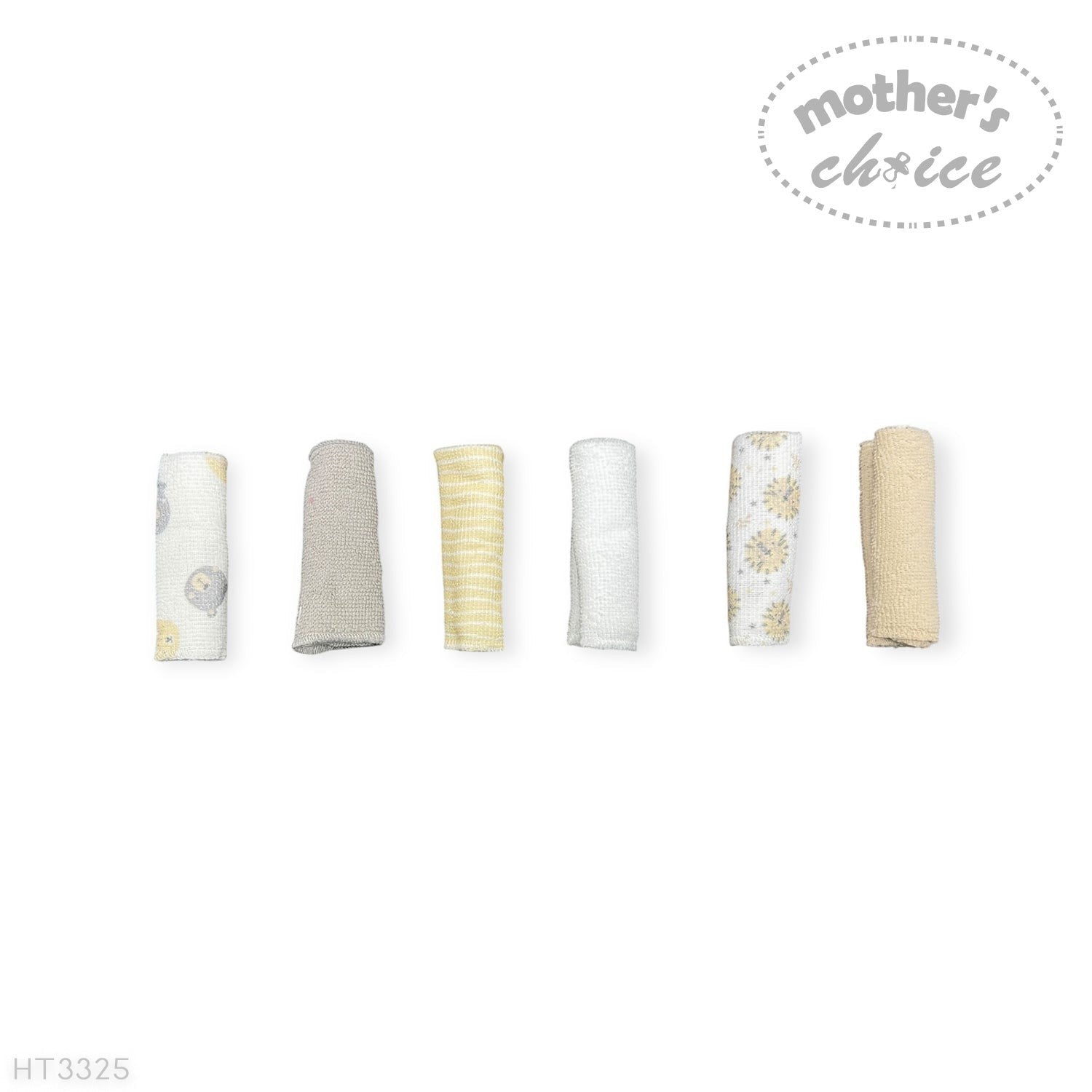 Mothers Choice  6 Pack Washcloth Set Stone Bear