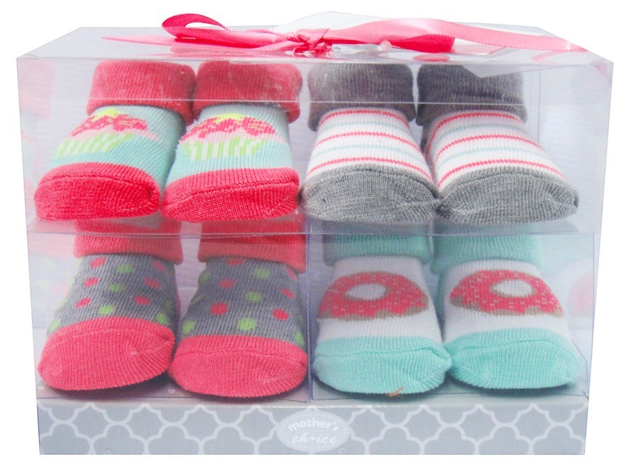 Mothers Choice 4 Pack Baby Socks Gift Pack Doughnut