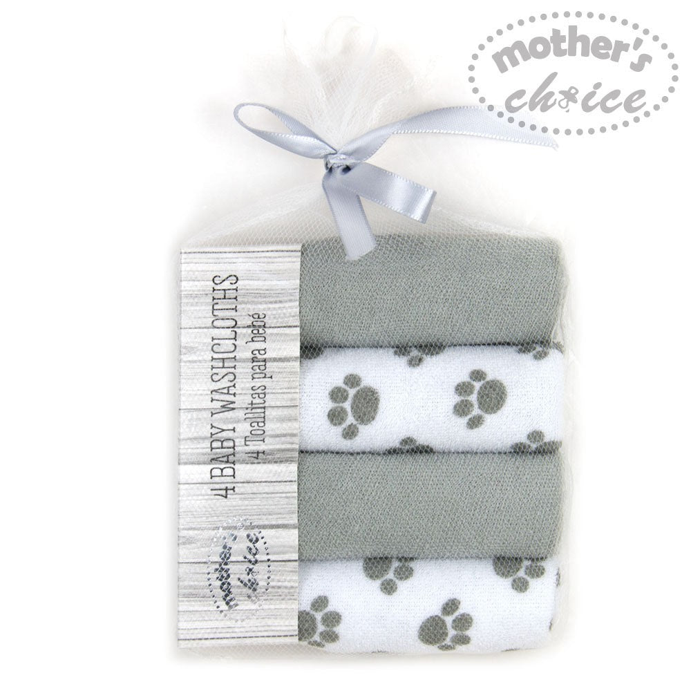 Mothers Choice 4 Pack Facecloths Paws