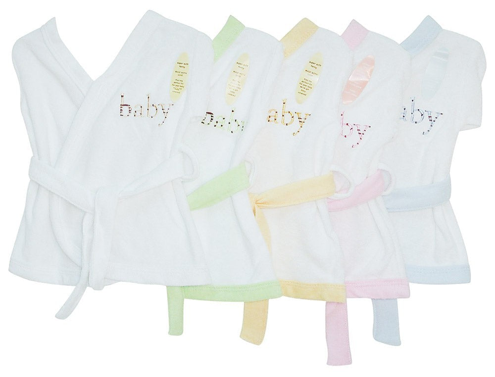 Mother's Choice Infants Bath Robes  White With Assorted Trim