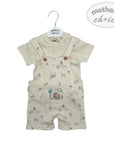 Mothers Choice Inf Boys 2Piece  Natural Safari Dungaree Set