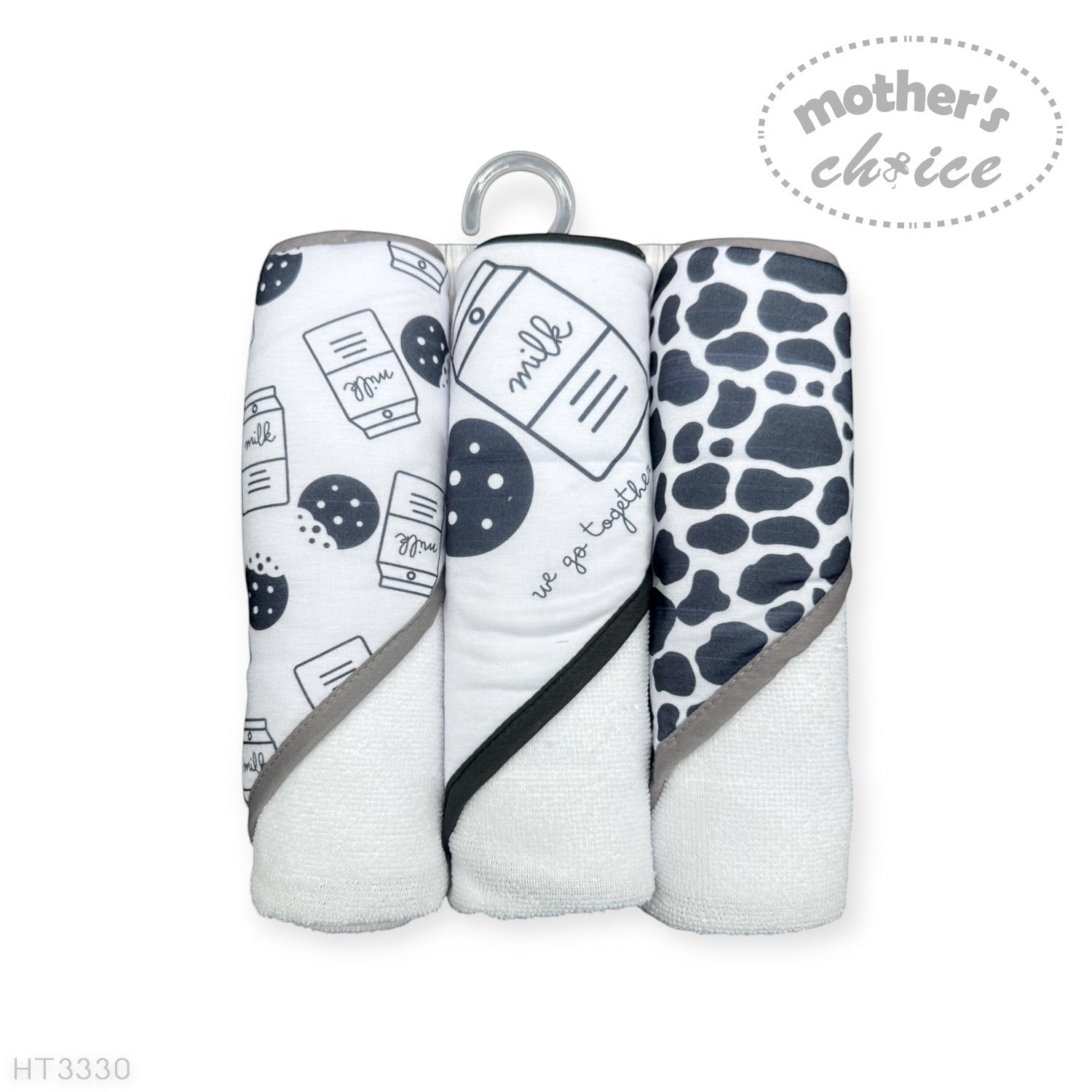 Mothers Choice  3 Piece Hooded Towels And 3 Piece Facecloths Milk Bottle