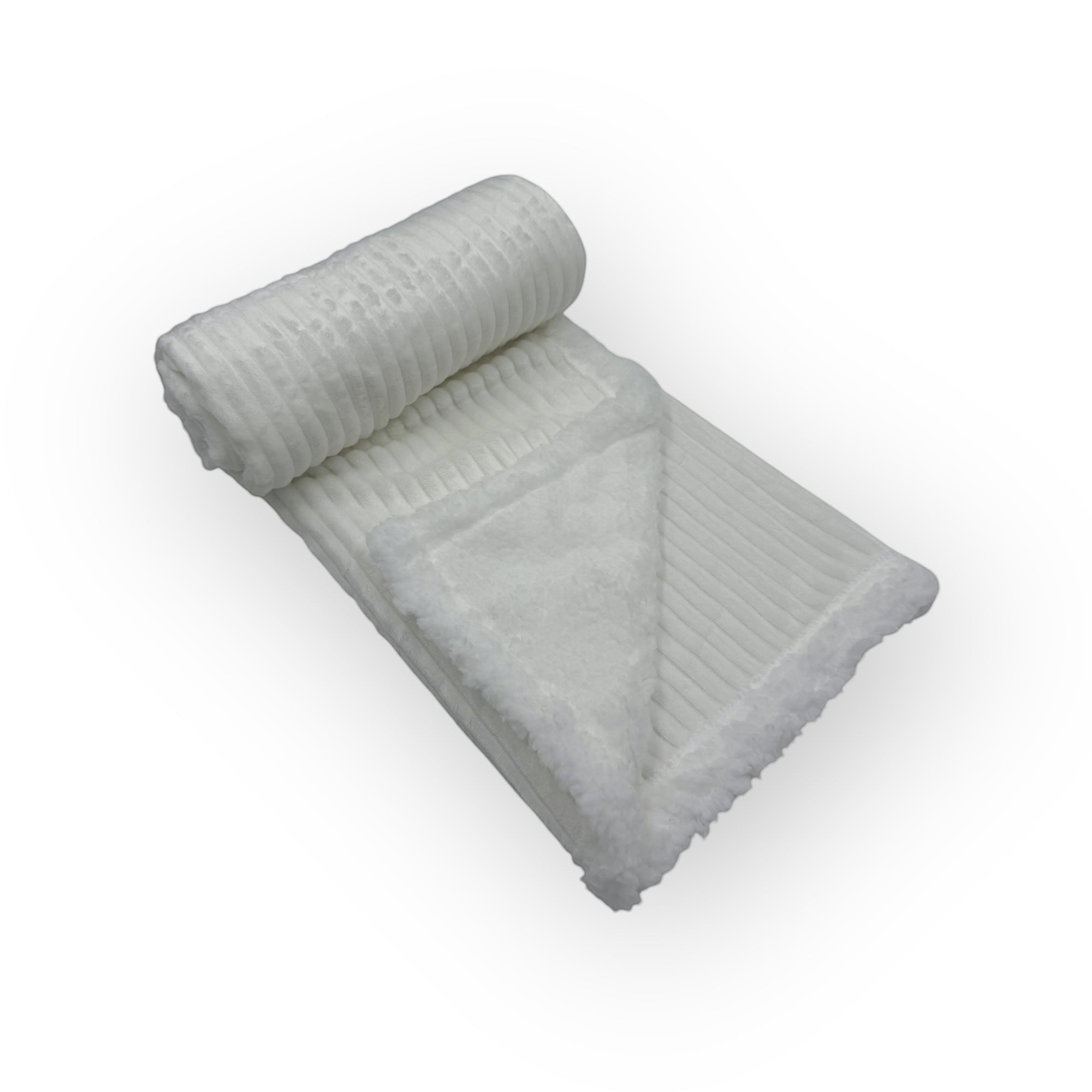 Mothers Choice  Sherpa Fleece Stripe Blanket White