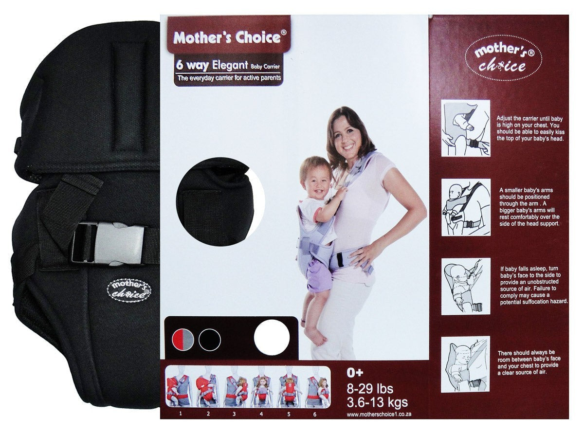 Mothers Choice 6 Way Elegant Baby Carrier Black