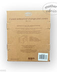 Cardboard box packaging for 2-pack waterproof change pad covers with 'Mother's Choice' branding.