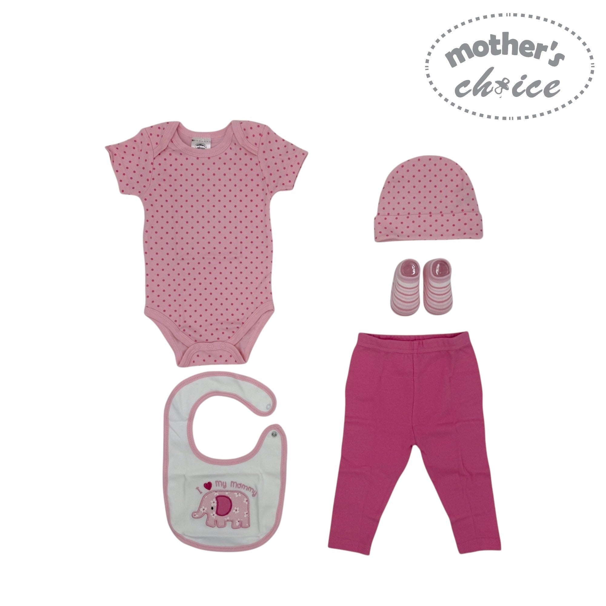 Mothers Choice 5  Piece Gift Set Pink Elephant