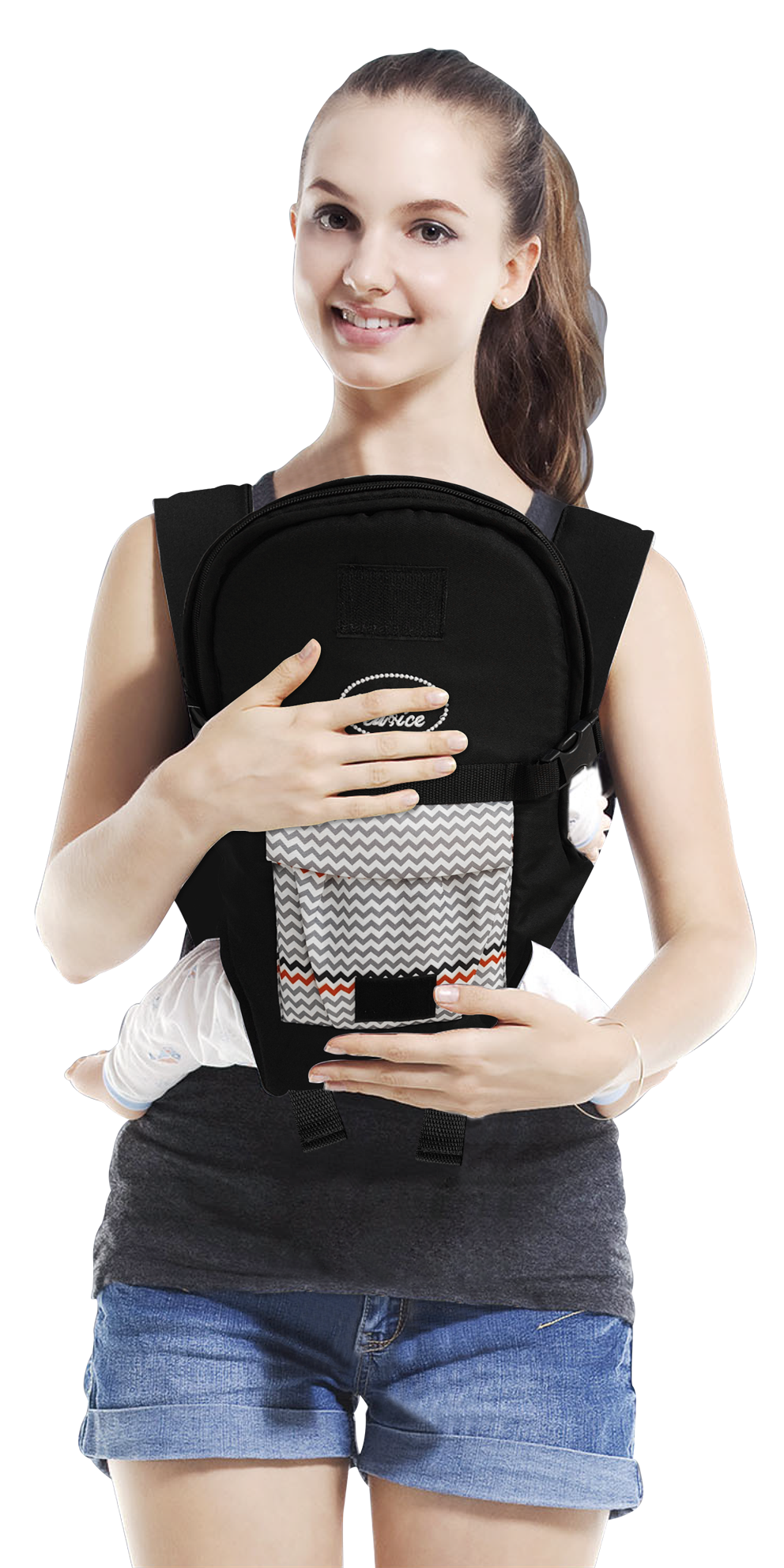 Mothers Choice 3 Way Premium Baby Carrier Black - Zig Zag