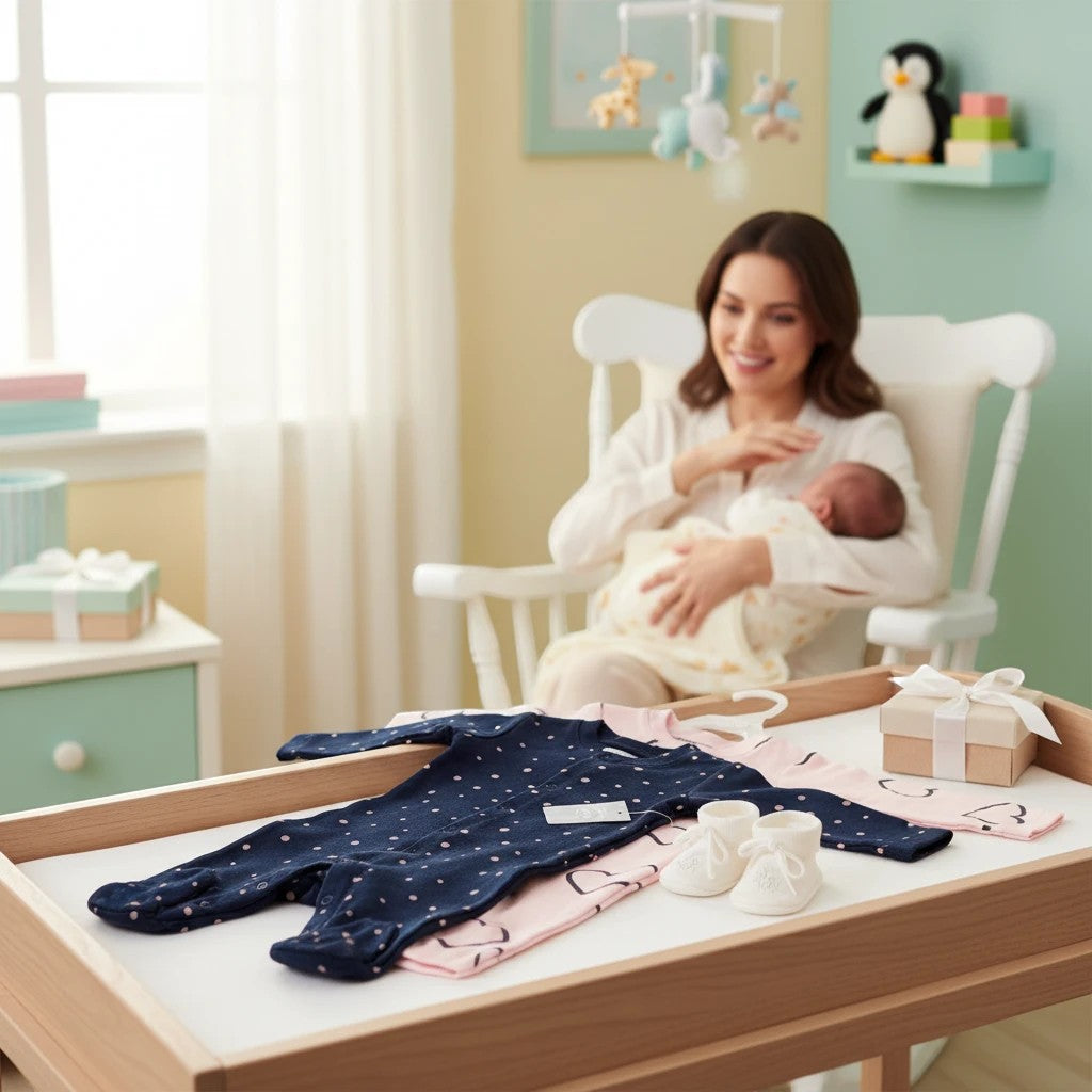 Stork And Baby navy and pink babygrows with polka dot and heart prints, soft cotton, 2-pack