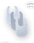 Stork And Baby white and grey 3 pack baby bibs, soft cotton, snap closure, for feeding and teething
