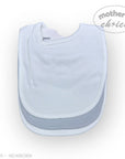 Stork And Baby white and grey cotton 3 pack baby bibs for feeding and teething