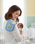 Stork & Baby blue burp cloth with sailboat embroidery, soft absorbent fabric for feeding messes.
