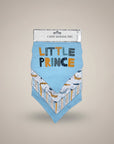Stork And Baby 4 pack 100% cotton baby bandana bibs in blue with crocodile and 'Little Prince' print.