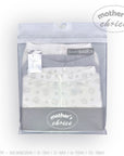 Stork And Baby Mothers Choice 3 pack white, grey, and patterned open feet baby leggings. Soft, stretchy, breathable cotton blend.