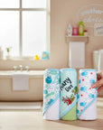 Stork And Baby Mothers Choice 3 pack baby hooded towels featuring turtle and sea life prints in blue and green