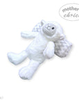 Stork And Baby Mothers Choice plush white sheep toy and soft grey patterned coral fleece baby blanket set