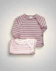 Stork And Baby pink and white striped knit baby cardigans, 2 pack. Soft knit for comfort.