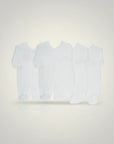Stork And Baby white 100% cotton babygrows for premature babies. Pack of 2 with subtle embroidered details.