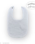 Stork And Baby white cotton bib with snap closure, perfect for newborns and everyday use.