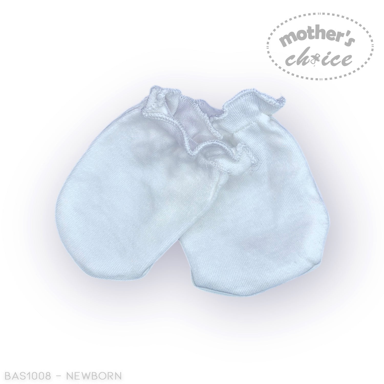 Stork And Baby white cotton baby mittens with ruffled cuffs, 6 pack