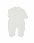 Stork And Baby white velour baby growers with embroidered ABC detail. Designed for premature babies.